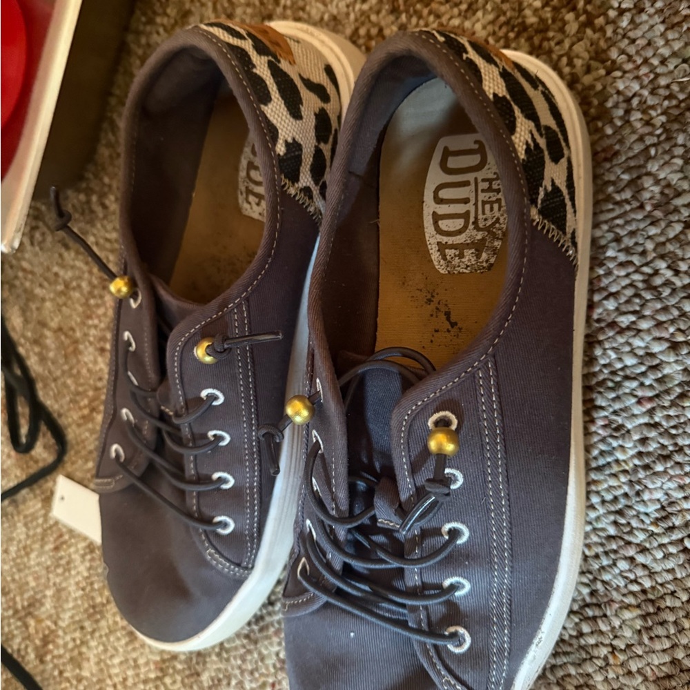 Hey Dude Brown and Black Sneakers Canvas Lace-Up